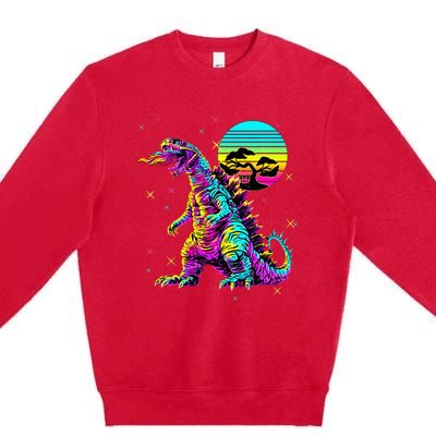 Cool Streetwear Synthwave 80s 90s Retro Anime Snakezilla Premium Crewneck Sweatshirt