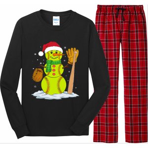 Christmas Snowman Softball Pitcher Xmas Long Sleeve Pajama Set