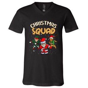 Christmas Squad Santa Dabbing Elf Family Matching Pajamas V-Neck T-Shirt