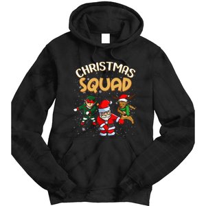 Christmas Squad Santa Dabbing Elf Family Matching Pajamas Tie Dye Hoodie