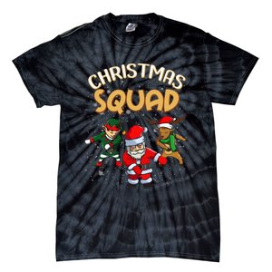 Christmas Squad Santa Dabbing Elf Family Matching Pajamas Tie-Dye T-Shirt