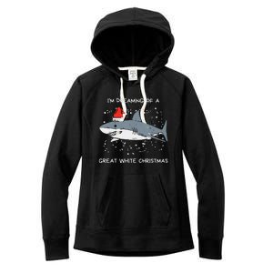 Christmas Shark Santa Hat Xmas Santa Jaws Funny Shark Pun Women's Fleece Hoodie