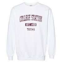 College Station Texas Tx Vintage Athletic Sports Design Garment-Dyed Sweatshirt