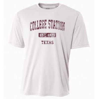 College Station Texas Tx Vintage Athletic Sports Design Cooling Performance Crew T-Shirt