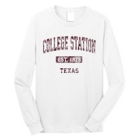 College Station Texas Tx Vintage Athletic Sports Design Long Sleeve Shirt