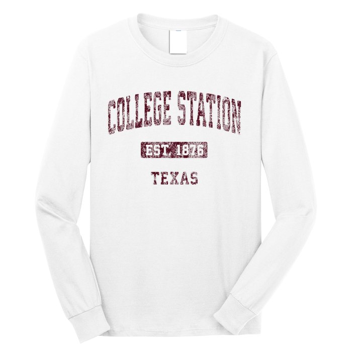 College Station Texas Tx Vintage Athletic Sports Design Long Sleeve Shirt