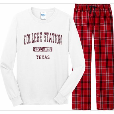 College Station Texas Tx Vintage Athletic Sports Design Long Sleeve Pajama Set