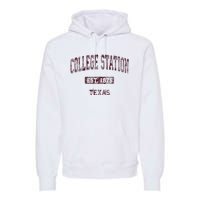 College Station Texas Tx Vintage Athletic Sports Design Premium Hoodie