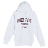 College Station Texas Tx Vintage Athletic Sports Design Premium Pullover Hoodie