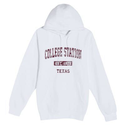 College Station Texas Tx Vintage Athletic Sports Design Premium Pullover Hoodie