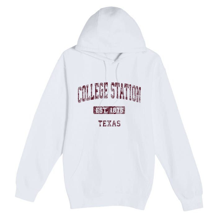 College Station Texas Tx Vintage Athletic Sports Design Premium Pullover Hoodie