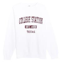 College Station Texas Tx Vintage Athletic Sports Design Premium Crewneck Sweatshirt