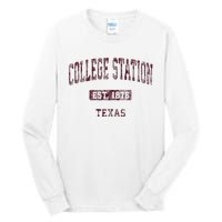 College Station Texas Tx Vintage Athletic Sports Design Tall Long Sleeve T-Shirt