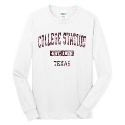 College Station Texas Tx Vintage Athletic Sports Design Tall Long Sleeve T-Shirt