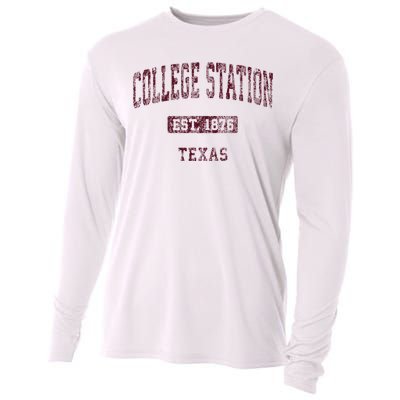 College Station Texas Tx Vintage Athletic Sports Design Cooling Performance Long Sleeve Crew