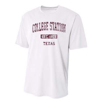 College Station Texas Tx Vintage Athletic Sports Design Performance Sprint T-Shirt