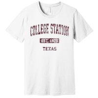 College Station Texas Tx Vintage Athletic Sports Design Premium T-Shirt