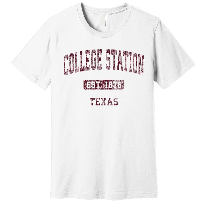 College Station Texas Tx Vintage Athletic Sports Design Premium T-Shirt