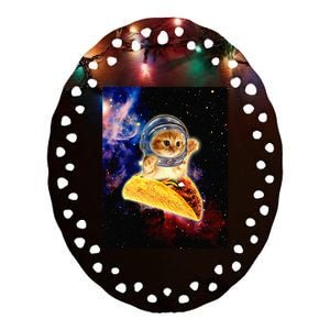 Crazy Space Taco Cat Funny v2 Ceramic Oval Ornament