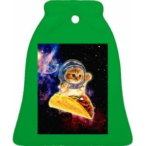 Crazy Space Taco Cat Funny v2 Ceramic Bell Ornament