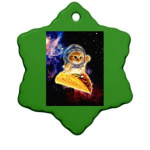 Crazy Space Taco Cat Funny v2 Ceramic Star Ornament