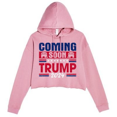 Coming Soon Trump 2024 Crop Fleece Hoodie