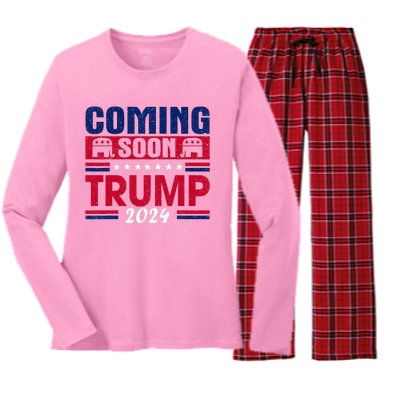 Coming Soon Trump 2024 Women's Long Sleeve Flannel Pajama Set 