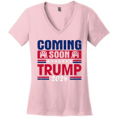 Coming Soon Trump 2024 Women's V-Neck T-Shirt