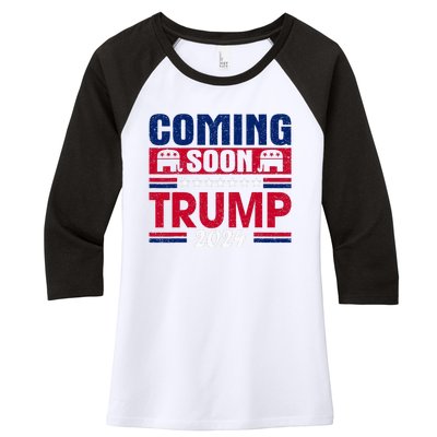 Coming Soon Trump 2024 Women's Tri-Blend 3/4-Sleeve Raglan Shirt