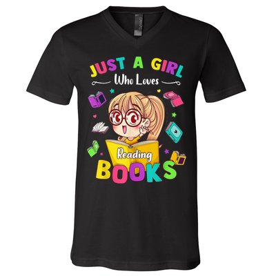 Cute Students Tee Just A  Who Loves Reading Books  V-Neck T-Shirt