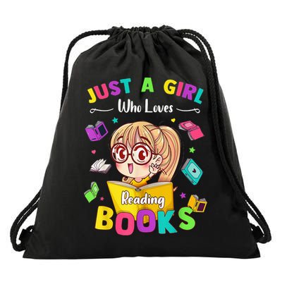 Cute Students Tee Just A  Who Loves Reading Books  Drawstring Bag