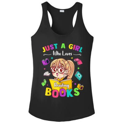 Cute Students Tee Just A  Who Loves Reading Books  Ladies PosiCharge Competitor Racerback Tank