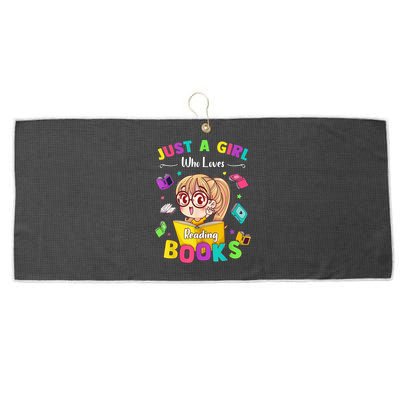 Cute Students Tee Just A  Who Loves Reading Books  Large Microfiber Waffle Golf Towel