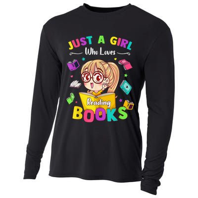 Cute Students Tee Just A  Who Loves Reading Books  Cooling Performance Long Sleeve Crew