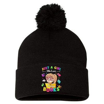 Cute Students Tee Just A  Who Loves Reading Books  Pom Pom 12in Knit Beanie