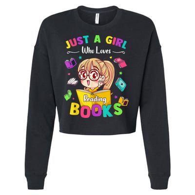 Cute Students Tee Just A  Who Loves Reading Books  Cropped Pullover Crew