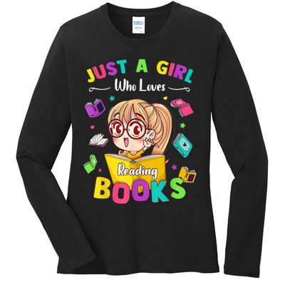 Cute Students Tee Just A  Who Loves Reading Books  Ladies Long Sleeve Shirt