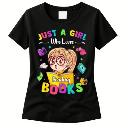 Cute Students Tee Just A  Who Loves Reading Books  Womens T-Shirt