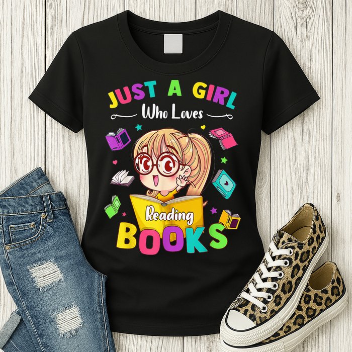 Cute Students Tee Just A  Who Loves Reading Books  Womens T-Shirt