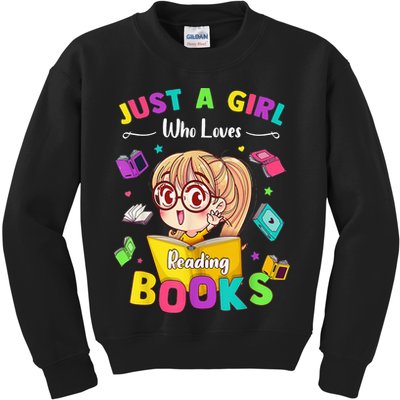 Cute Students Tee Just A  Who Loves Reading Books  Kids Sweatshirt