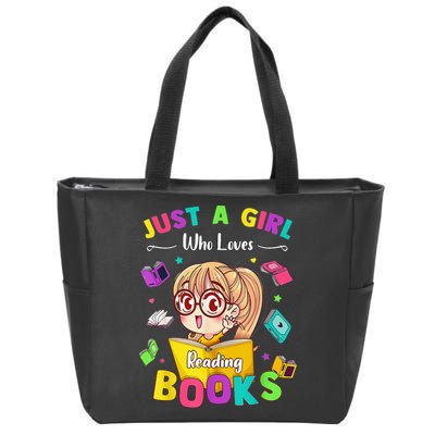 Cute Students Tee Just A  Who Loves Reading Books  Zip Tote Bag