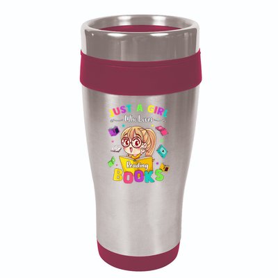 Cute Students Tee Just A  Who Loves Reading Books  16oz Travel Tumbler