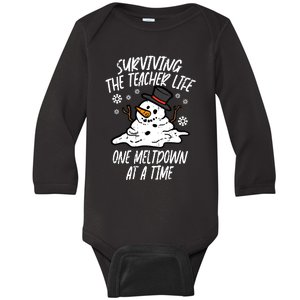 Christmas Surviving Teacher Life Meltdown Xmas Baby Long Sleeve Bodysuit