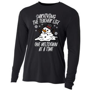 Christmas Surviving Teacher Life Meltdown Xmas Cooling Performance Long Sleeve Crew