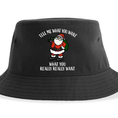 Christmas Santa Tell Me What You Want Bag Of Presents Cute Gift Sustainable Bucket Hat