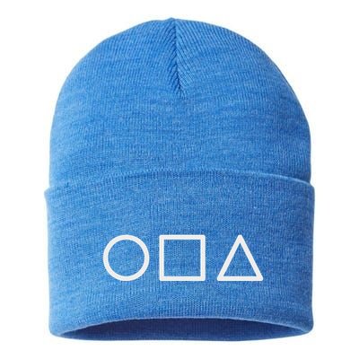 Circle Square Triangle Minimalist Symbol Sustainable Knit Beanie