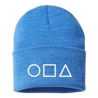 Circle Square Triangle Minimalist Symbol Sustainable Knit Beanie