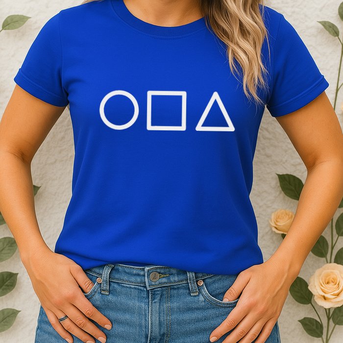 Circle Square Triangle Minimalist Symbol Womens T-Shirt
