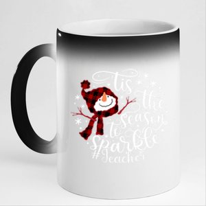 Christmas Snow Tis The Season To Teacher Funny Gift 11oz Black Color Changing Mug