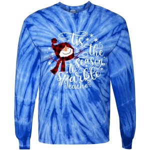 Christmas Snow Tis The Season To Teacher Funny Gift Tie-Dye Long Sleeve Shirt